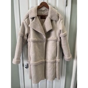 Bearpaw Sherpa Mixed Media Midi Long Jacket Coat Women Size Medium